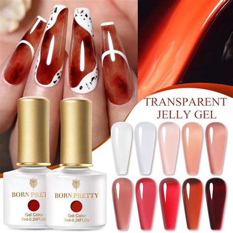 BORN PRETTY 7ml Jelly Nude Gel Polish Translucent UV LED Soak Off Nail