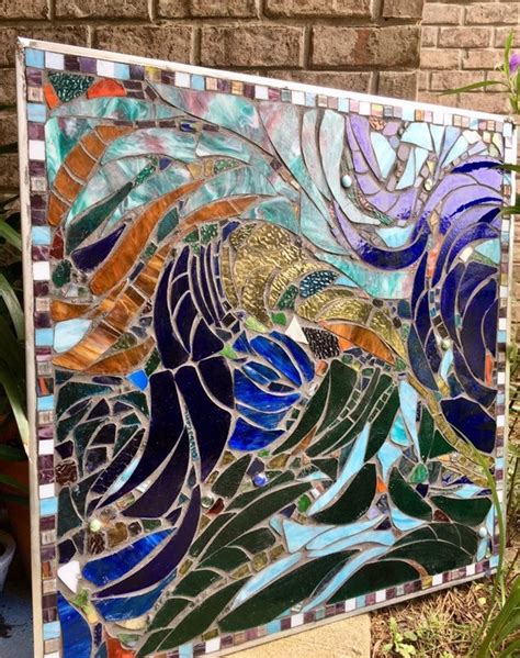 Stained Glass Mosaic Abstract Panel 32x32 Etsy