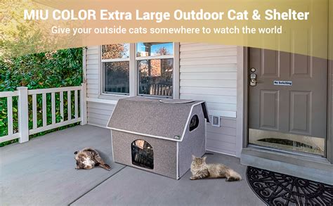 Miu Color Outdoor Cat House Extra Large Weatherproof Cat Houses For Outdoorindoor