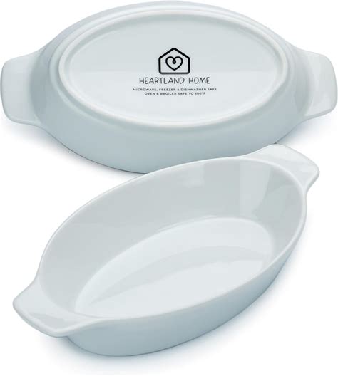 Heartland Home Porcelain Mini Casserole Dish Oval Au Gratin Dish 2pc Set