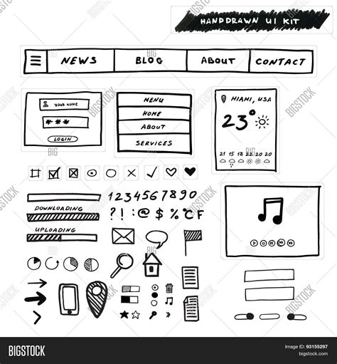 Hand Drawn Ui Kit Vector And Photo Free Trial Bigstock