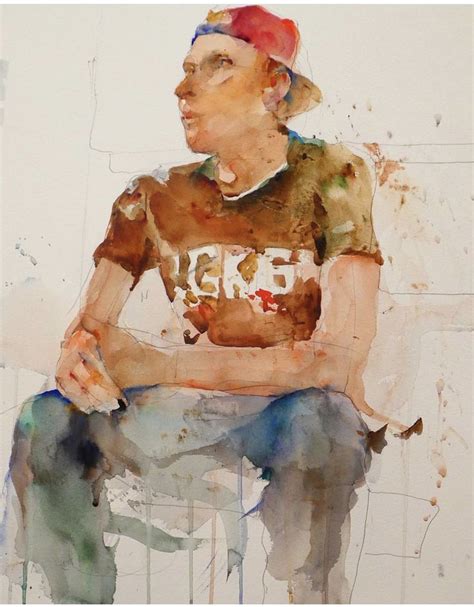 A Watercolor Painting Of A Person Sitting On A Chair