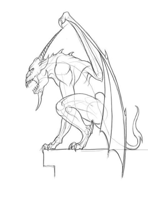 How To Draw A Gargoyle With A Pencil Step By Step Drawing Tutorial