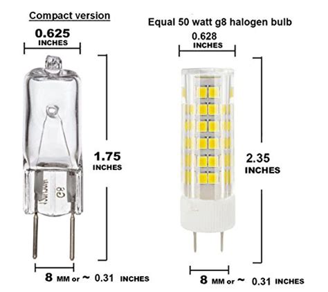 Dimmable Led G8 Light Bulb 6 Watts Warm White T4 G8 Base Bi Pin Xenon Jcd Type L Ebay