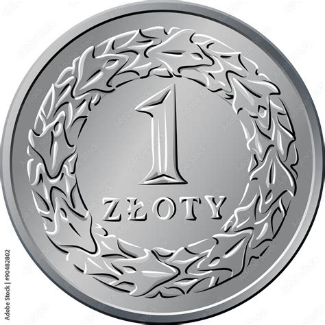 Reverse Polish Money One Zloty Coin Stock Vektorgrafik Adobe Stock