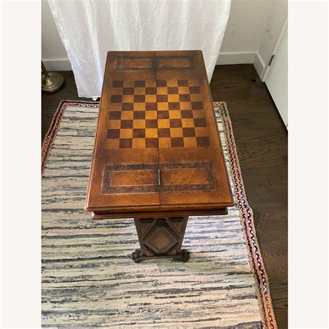 Antique Wood Chess Table - AptDeco