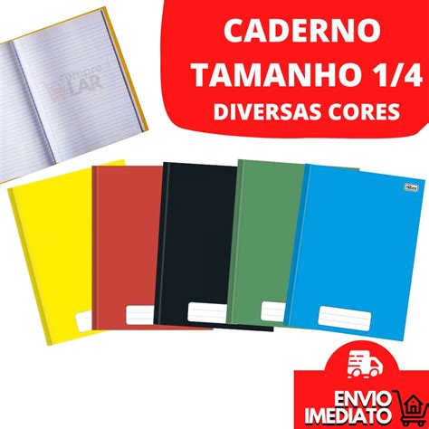 O Que É Caderno 1/4 - Caderno Brochura Pequeno Tamanho 1/4 Capa Dura Sem Espiral Com Pauta 80 ...