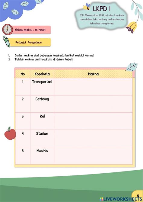 Lkpd Kelas Tema Sub Tema Pb Interactive Worksheet Artofit