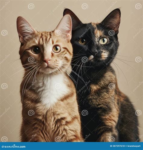 Two Cats Sitting Together Stock Illustration Illustration Of Feline 307297618