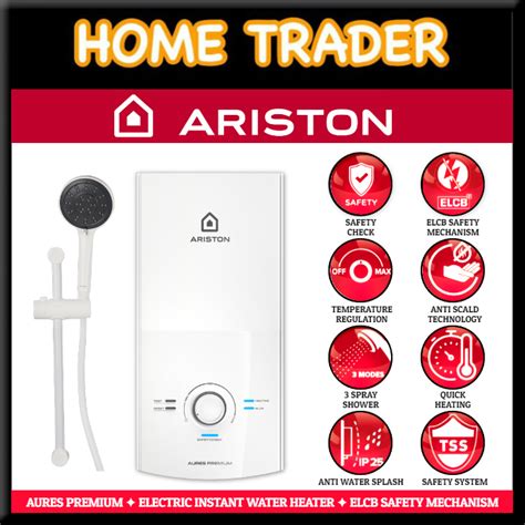 Ariston Electic Instant Water Heater Built In Elcb Aures Premium