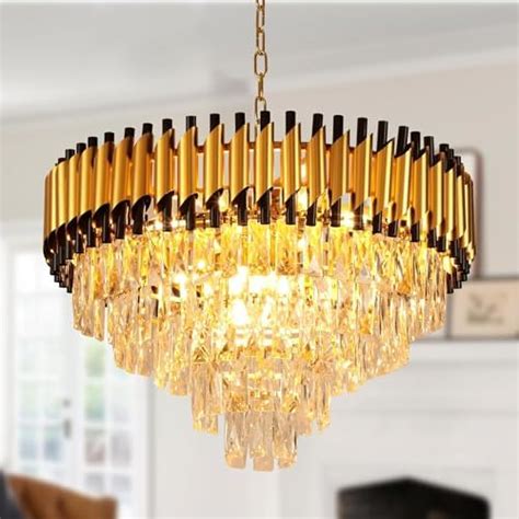 Buy ADWAIT Modern K9 Crystal Chandeliers Gold 5 Tier Round Crystal