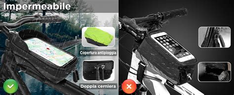 Lemego Borsa Bici Telaio Impermeabile Porta Telefono Cellulare Mtb