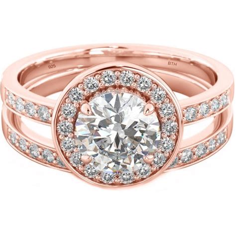 925 Sterling Silver Rose Gold Engagement Rings Set BestToHave