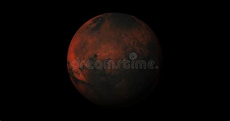 Planet Mars Sun Rise Isolate On Dark Front View Of Mars Planet From D