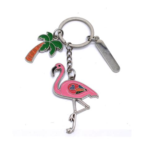 Custom Metal Tourist Beach Souvenir Usa Miami Florida Flamingo Keychain