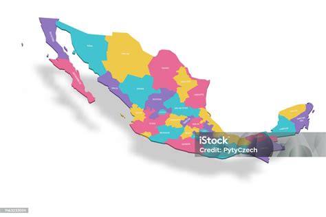 Mexico Political Map Of Administrative Divisions Stock Illustration Download Image Now Blue