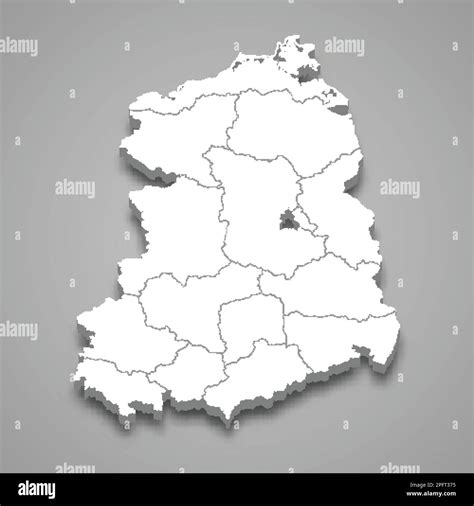 3d Isometric Map Of East Germany Isolated With Shadow Former State