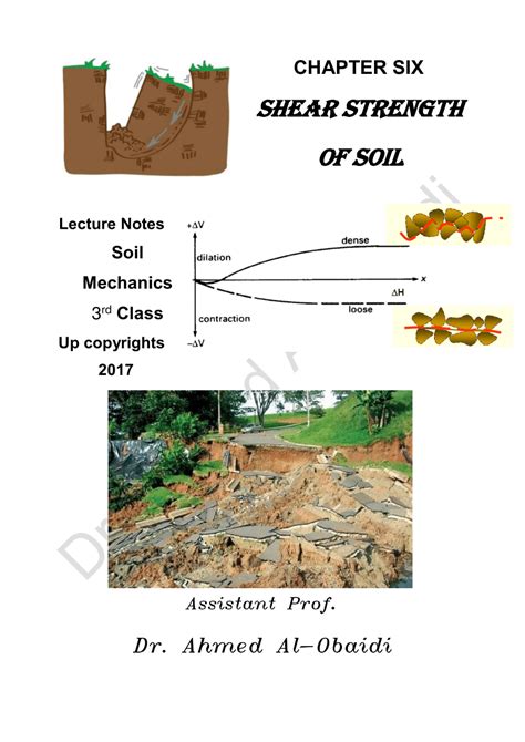 Pdf Dr Ahmed Soil Mechanics Notes Chapter Six Shear Strength Of Soil