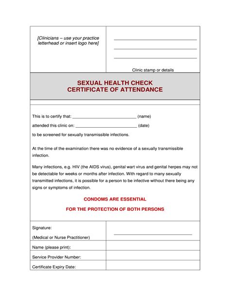 Australia Sexual Health Certificate Fill Online Printable Fillable Blank Pdffiller