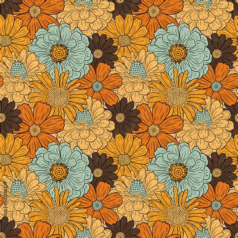 70s Flowers Background Groovy Flower Seamless Hippie 51 Off