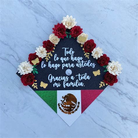 Custom Graduation Cap Mexican Flag Cap Mexico Grad Cap Etsy