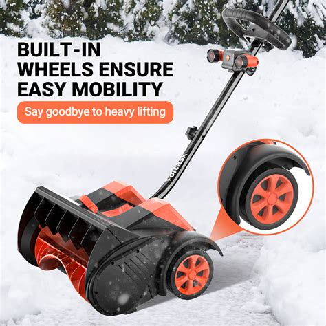 VOLTASK 40V 16-Inch Brushless Cordless Snow Shovel with Wheels, 2 Batt