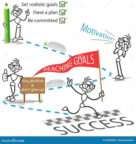 Stick Figure Stickman Reaching Goals Success Motivation Stock Vector