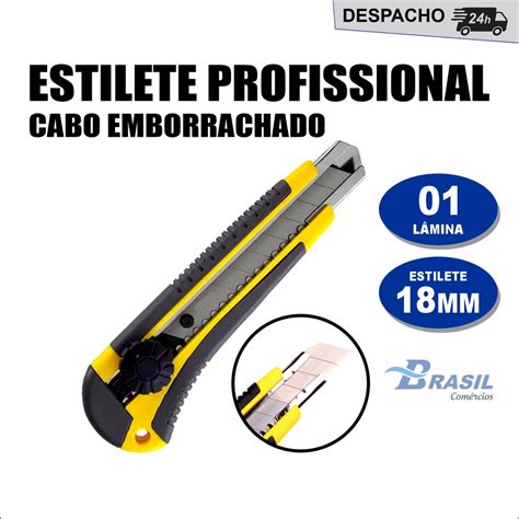 Estilete Profissional 18MM Mais 10 Lâminas Fertak Tools Escorrega