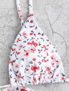 ZAFUL Ditsy Print String Bikini Swimsuit In WHITE ZAFUL 2025