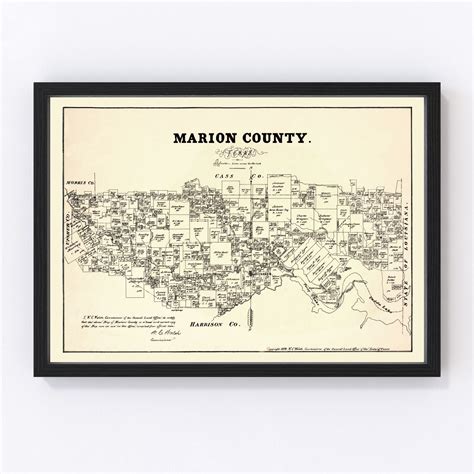 Vintage Map Of Marion County Texas By Ted S Vintage Art