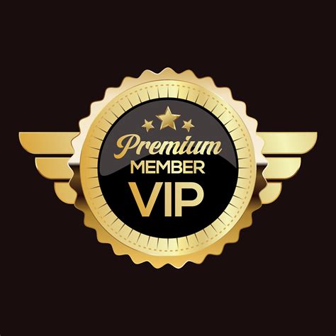 Golden Badge Vip Premium Member Design Isolated On Black Background