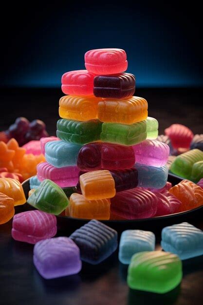 Premium Photo There Are Many Different Colored Candies On A Plate On