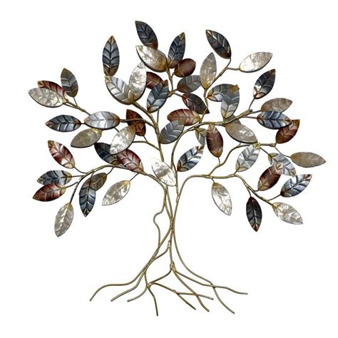 Tree Wall Sculpture Cool Colors Wrought Iron Branches Hand Painted