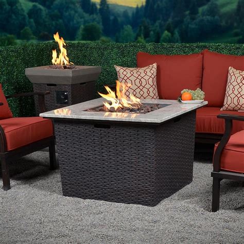 Bond Somersville 3465 In W 50000 Btu Brown Wicker Look Composite Propane Gas Fire Pit Table At