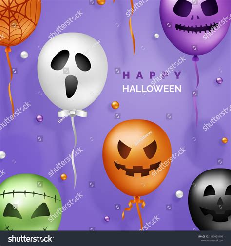 Halloween 3d Balloons Background Scary Air Stock Vector Royalty Free