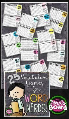 These 25 vocabulary games provide classes with opportunities to integrate and use vocabulary in ...