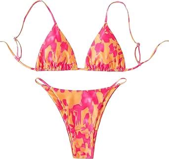 Amazon GORGLITTER Women S Triangle G String Bikini Set Color Block