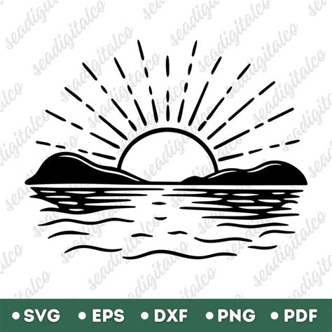 Sunrise SVG Sun Svg For Cricut Sunset Silhouette Ocean And Sun Svg