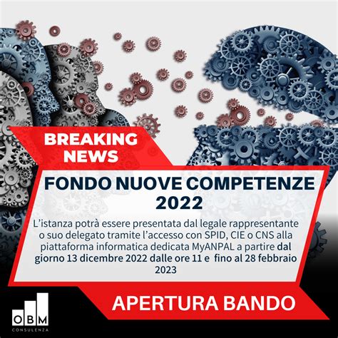 Fondo Nuove Competenze 2022 APERTURA BANDO OBM CONSULENZA