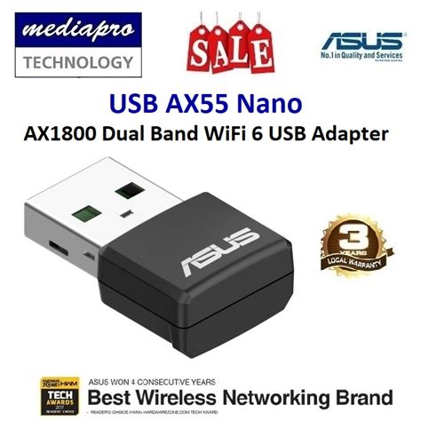 ASUS USB AX55 Nano WiFi 6 AX1800 Dualband USB Adapter 3 Year Local