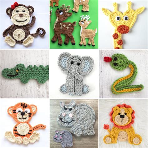 13 Incredible Safari Animal Crochet Appliqué Free Pattern Little