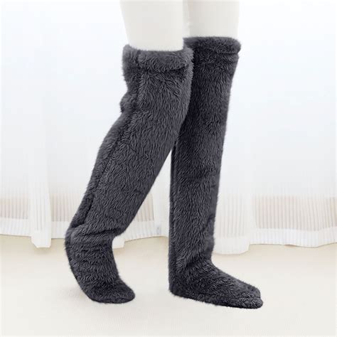 Apepal Men Socks Plush Warmth Long Socks Over Knee Fuzzy Socks High