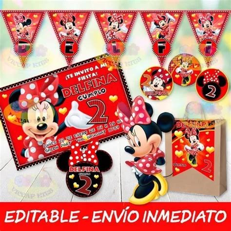 Kit Imprimible Minnie Roja Con Candy Bar 100 Editable Cuotas sin interés