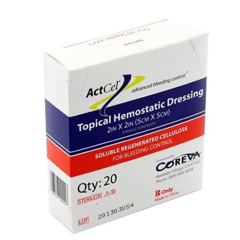 Actcel® Topical Hemostatic Dressing 2 X 2 Sterile Ace Southern