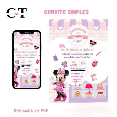 Convite Digital Simples Confeitaria Da Minnie Elo