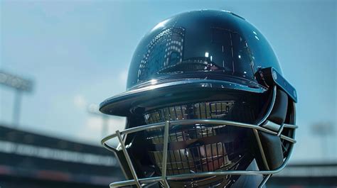 Premium Photo | Cricket batting helmet with protective grill on Cricket ...