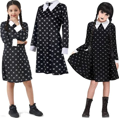 Toys Str J Wednesday Addams Sukienka W Czaszki Rozmiar S Peruka