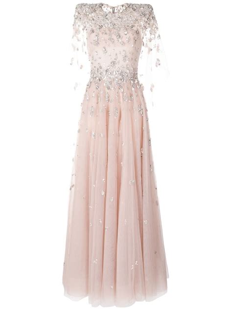 Jenny Packham Flared Crystal Embellished Gown Farfetch