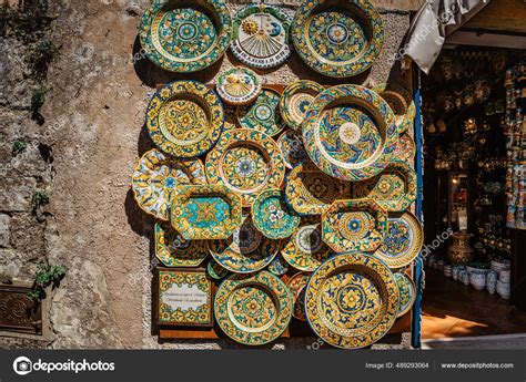 Erice Sicily June 2021 Colorful Hand Decorated Ceramics Traditional