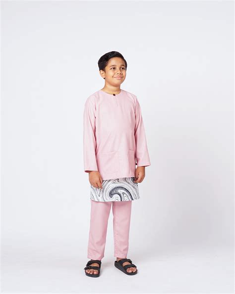 Bangsawan Baju Melayu Set Kids Dusty Pink Kurta Boys